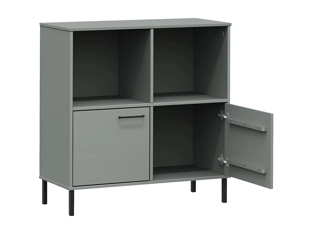 Boekenkast met metalen poten OSLO 90x35x90,5 cm hout grijs