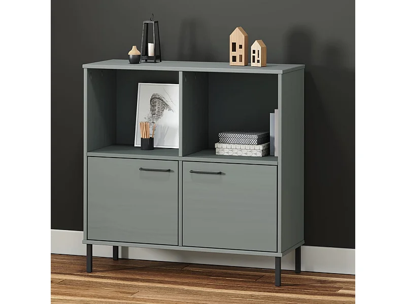 Bibliothèque avec pieds en métal Gris 90x35x90,5 cm Bois OSLO