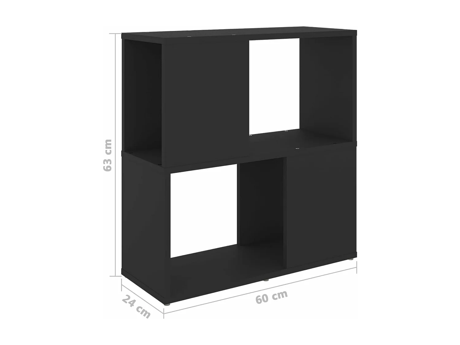 Librería de madera contrachapada negro 60x24x63 cm