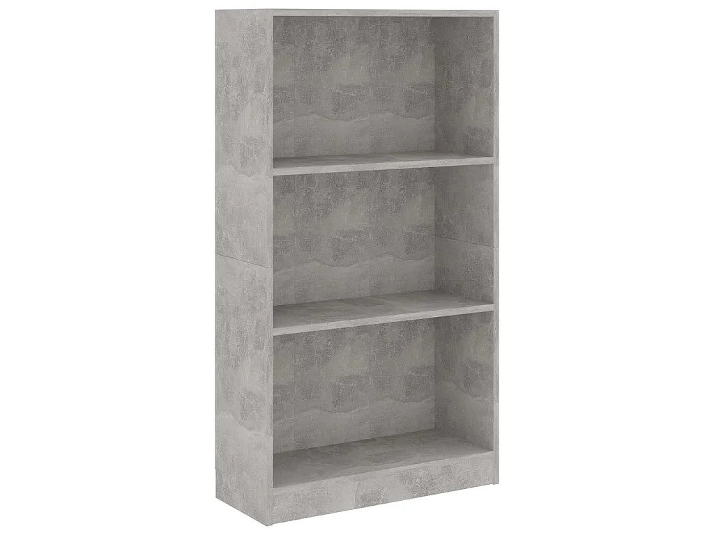 Bibliothèque 3 niveaux Gris béton 60x24x109cm Bois d'ingénierie