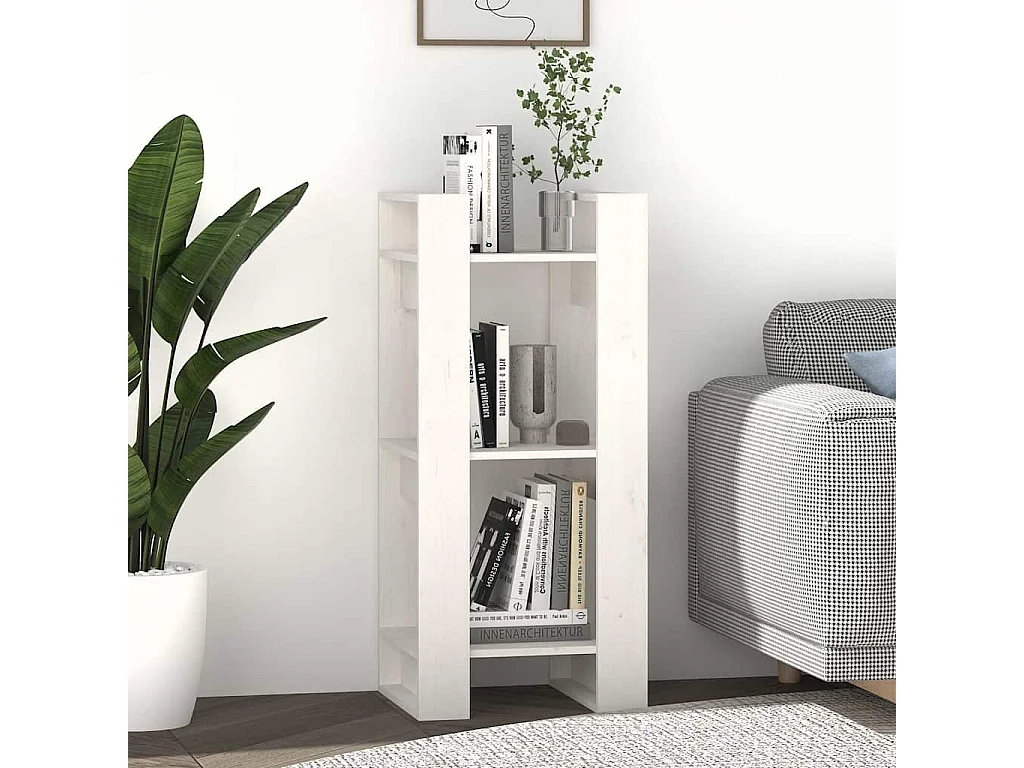 Bibliothèque/Séparateur de pièce Blanc 41x35x91 cm Pin solide