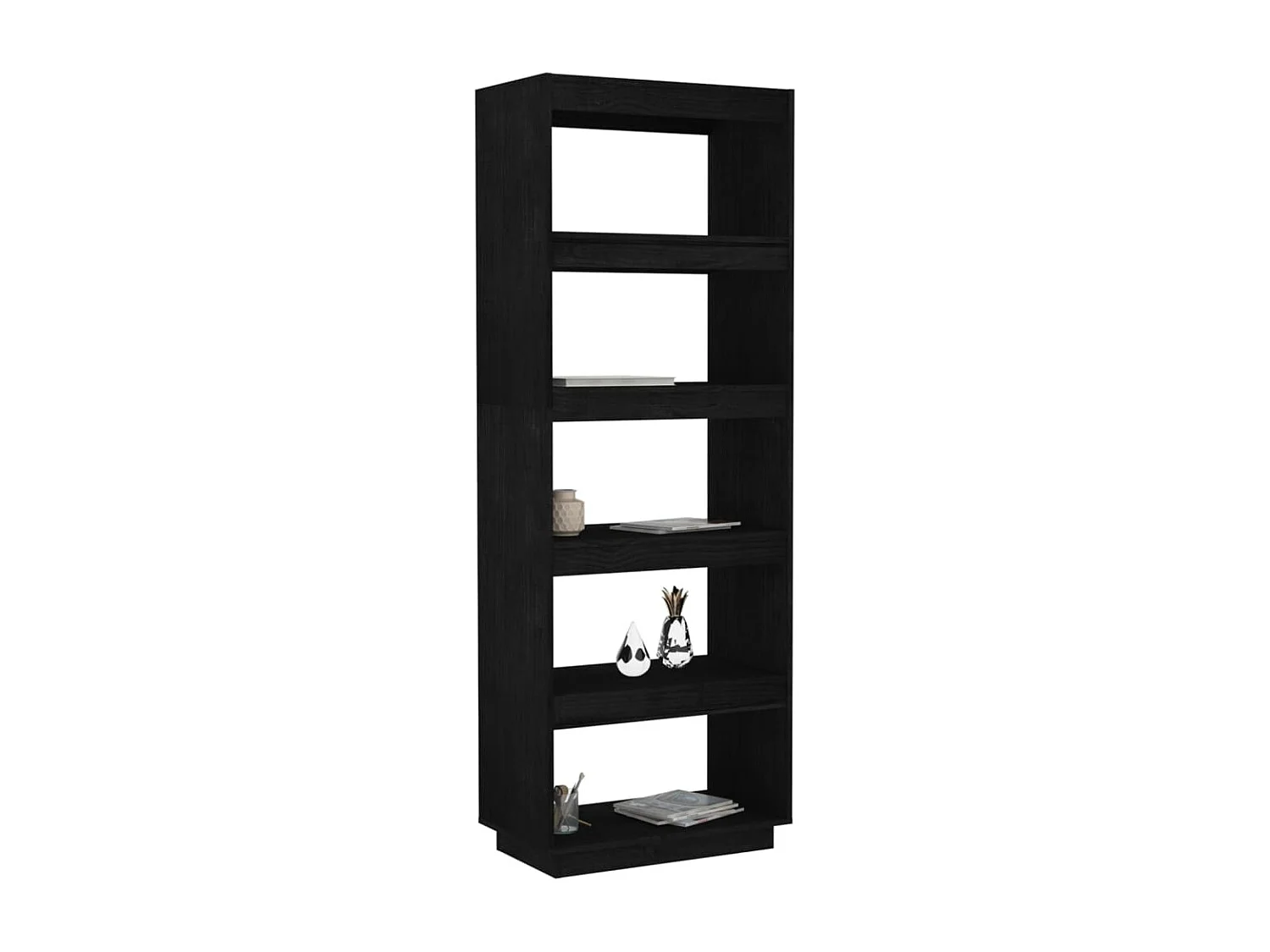 Bibliothèque/Séparateur de pièce Noir 60x35x167 cm Pin massif