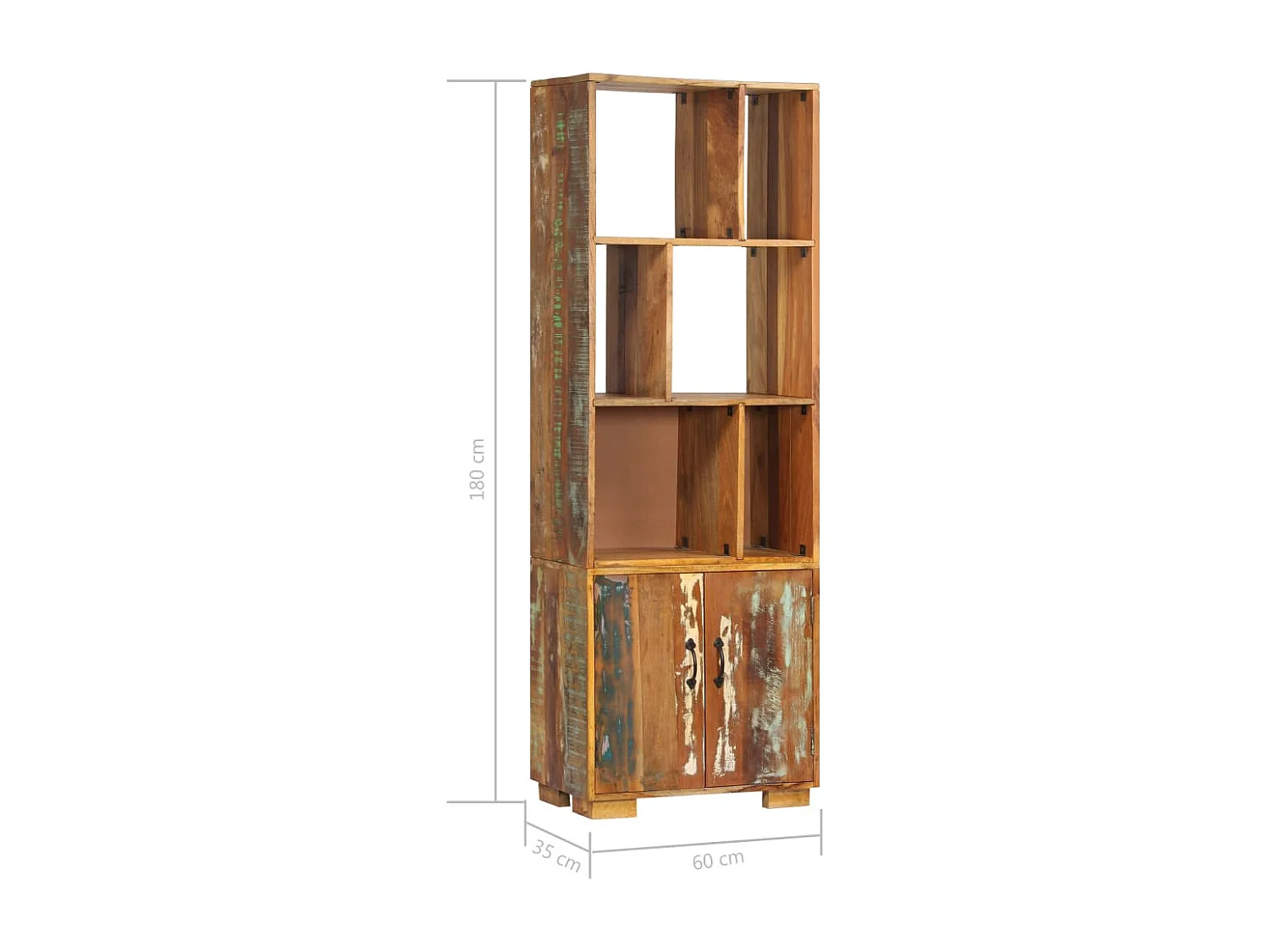 Libreria 60x35x180 cm in Legno Massello di Recupero