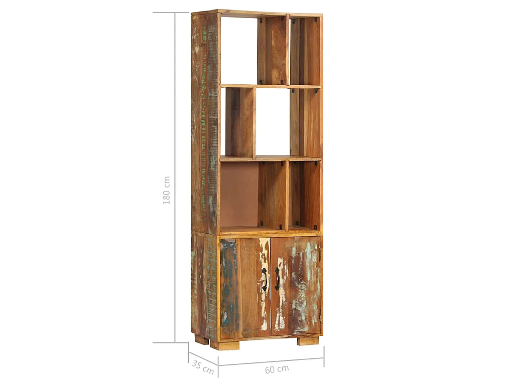 Libreria 60x35x180 cm in Legno Massello di Recupero