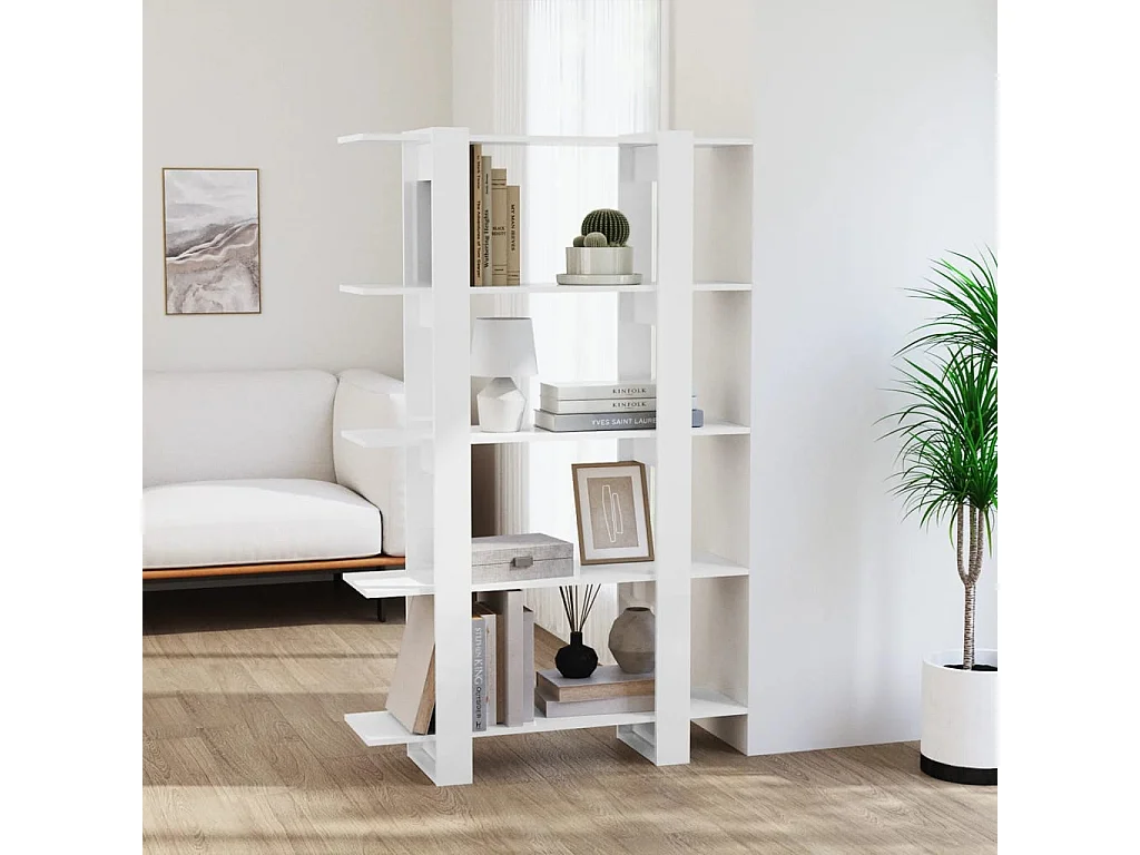 Bibliothèque/Séparateur de pièce Blanc brillant 100x30x160 cm