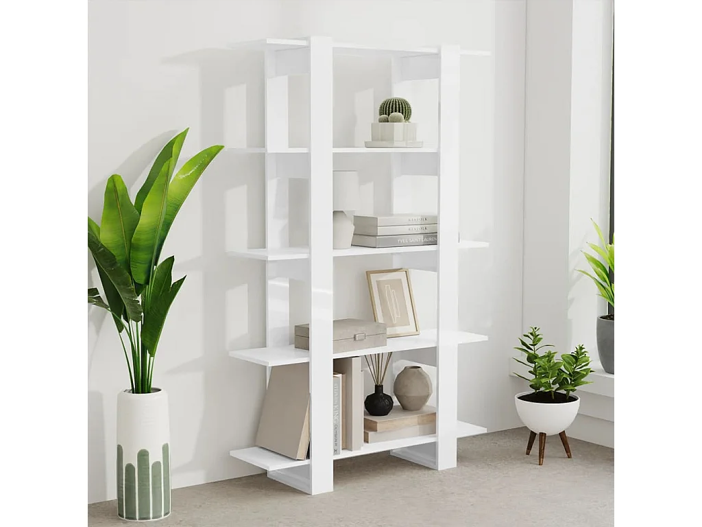 Bibliothèque/Séparateur de pièce Blanc brillant 100x30x160 cm