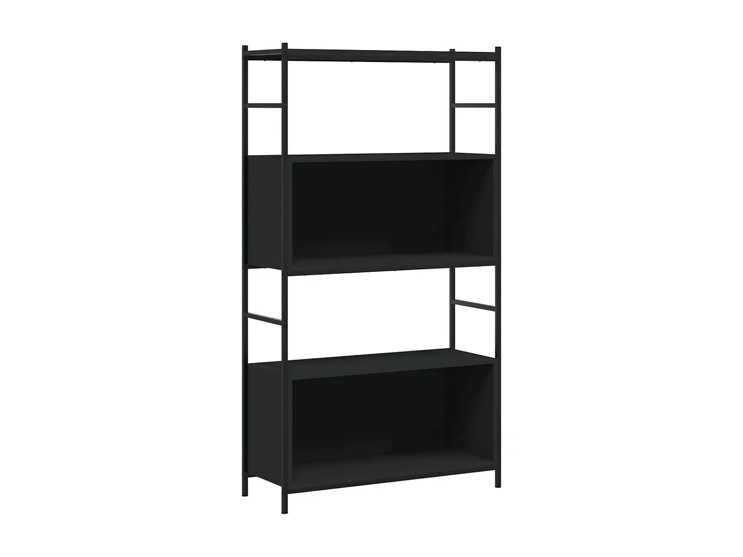 Boekenrek 80x30x145,5 cm bewerkt hout en ijzer zwart