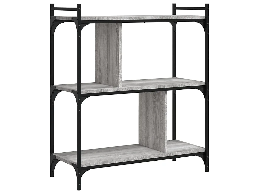 Bibliothèque 3 niveaux sonoma gris 76x32x88cm bois d'ingénierie