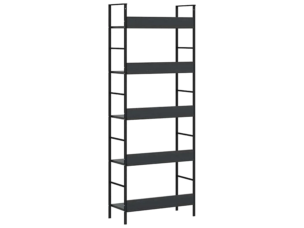 Bibliothèque à 5 niveaux noir 60x27,6x158,5cm bois d'ingénierie
