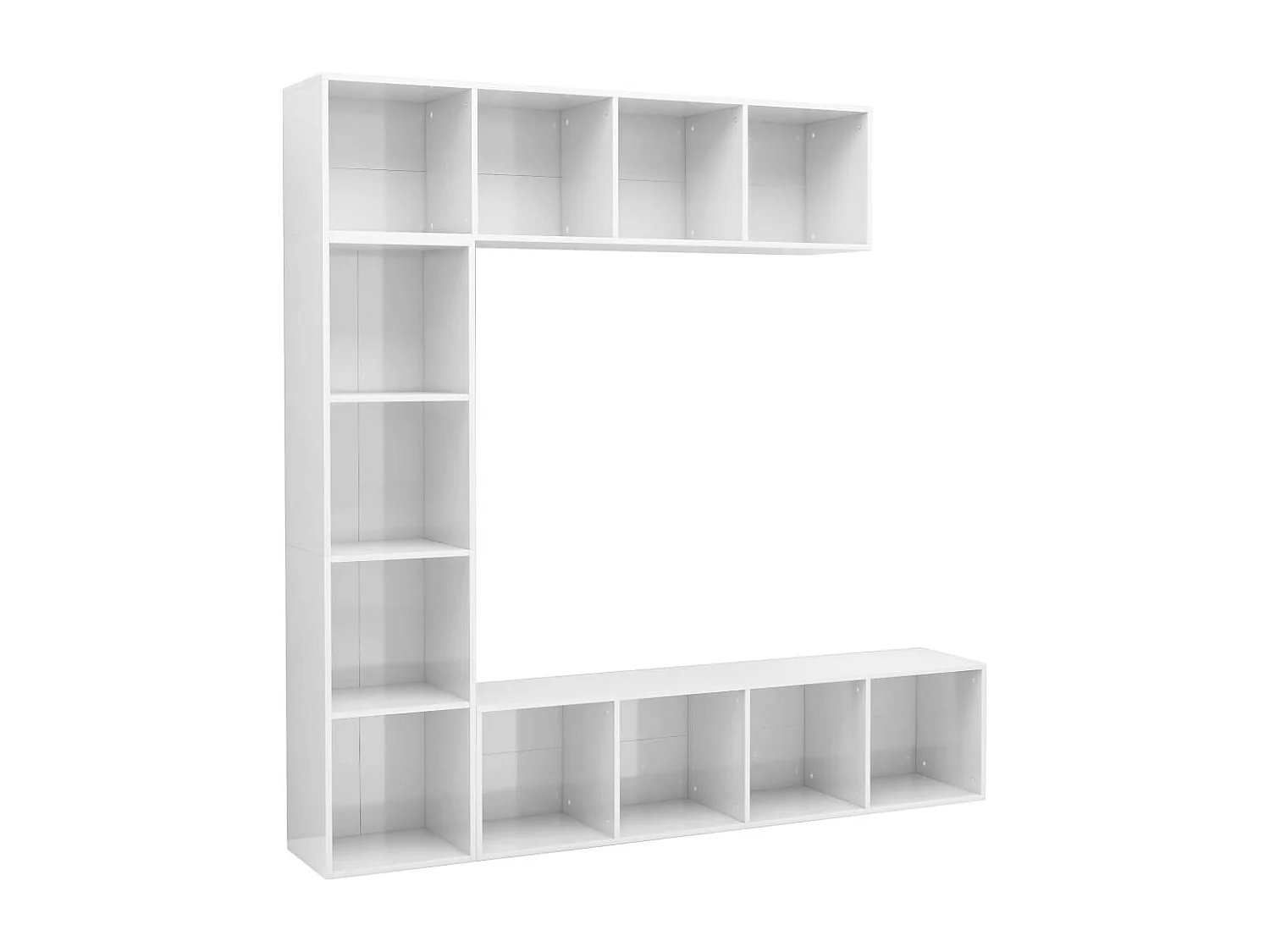 3-delige Boekenkast-/tv-meubelset 180x30x180 cm hoogglans wit