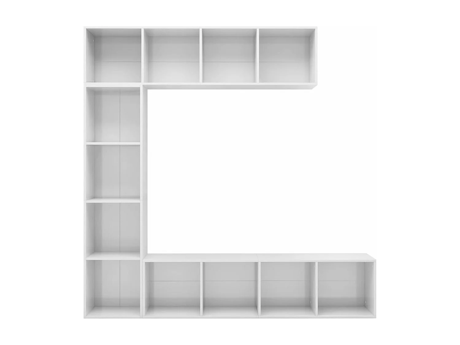 3-delige Boekenkast-/tv-meubelset 180x30x180 cm hoogglans wit