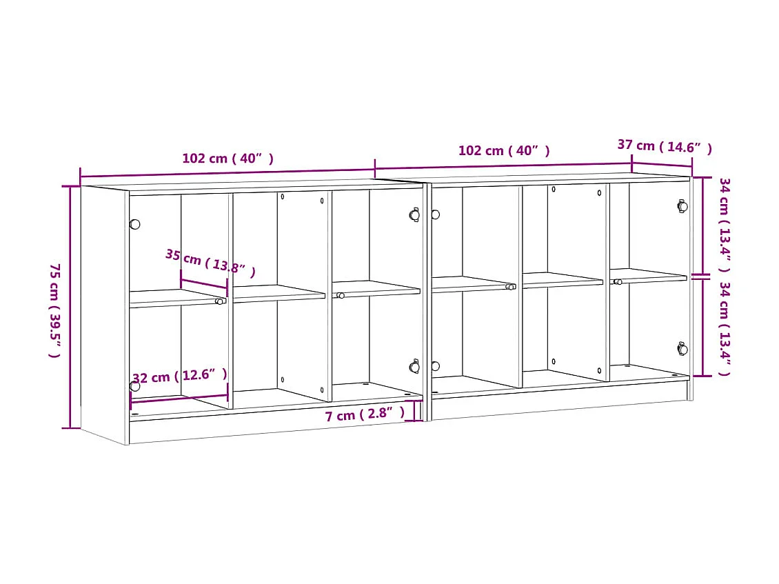 Bücherschrank mit Türen Schwarz 204x37x75 cm Holzwerkstoff