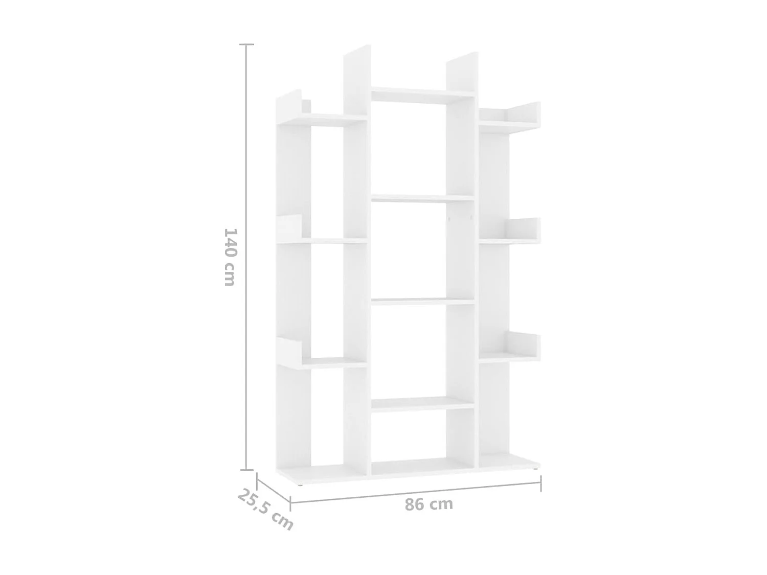 Boekenkast 86x25,5x140 cm bewerkt hout wit