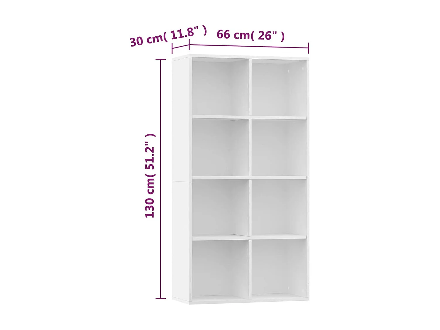 Bibliothèque/Buffet Blanc 66x30x130 cm Bois d'ingénierie