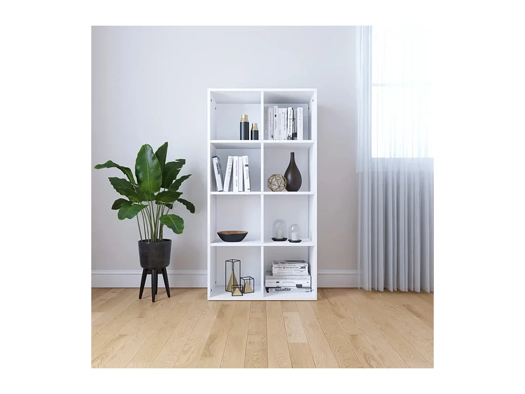 Libreria/Credenza Bianca 66x30x130 cm in Legno Multistrato