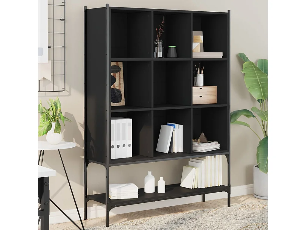 Bibliothèque noir 102x30x141,5 cm bois d'ingénierie