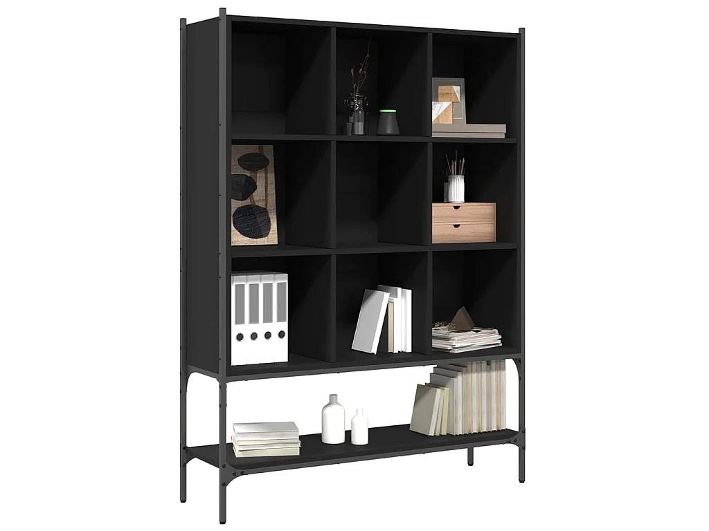 Bibliothèque noir 102x30x141,5 cm bois d'ingénierie