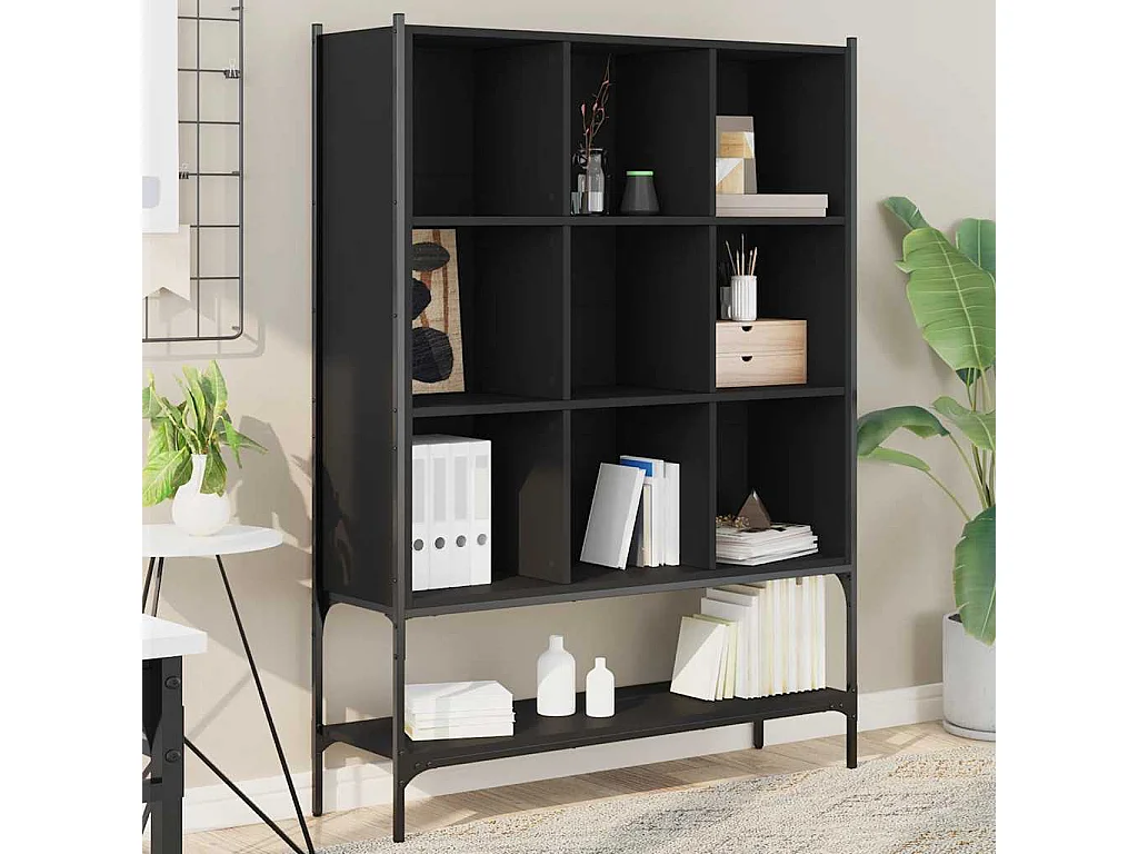 Bibliothèque noir 102x30x141,5 cm bois d'ingénierie
