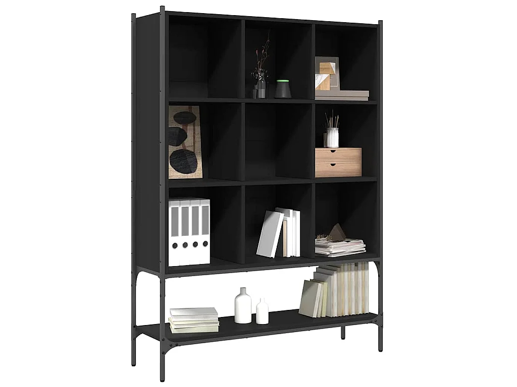 Bibliothèque noir 102x30x141,5 cm bois d'ingénierie