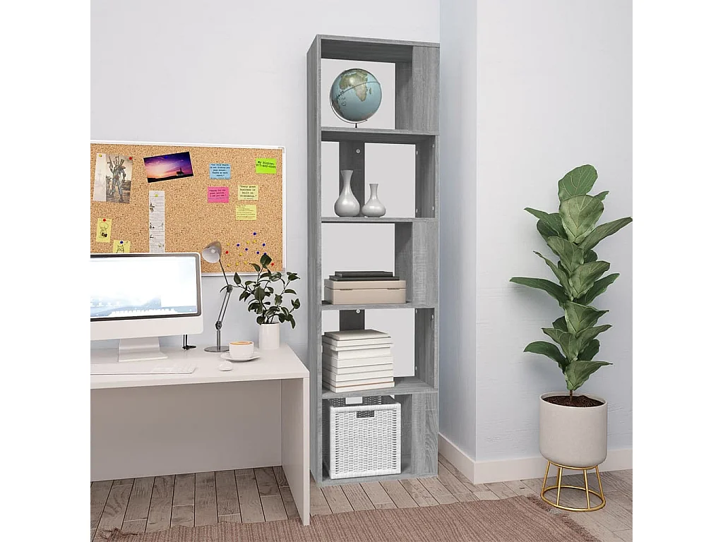 Bibliothèque Sonoma gris 45x24x160 cm Bois d'ingénierie
