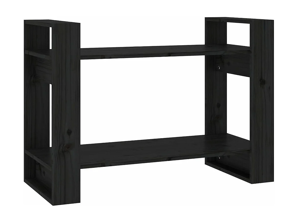 Bücherregal/Raumteiler Schwarz 80x35x56,5 cm Massivholz Kiefer