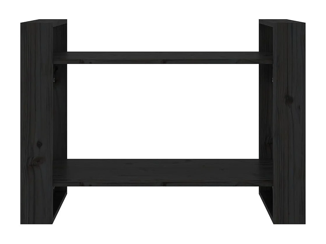 Bücherregal/Raumteiler Schwarz 80x35x56,5 cm Massivholz Kiefer