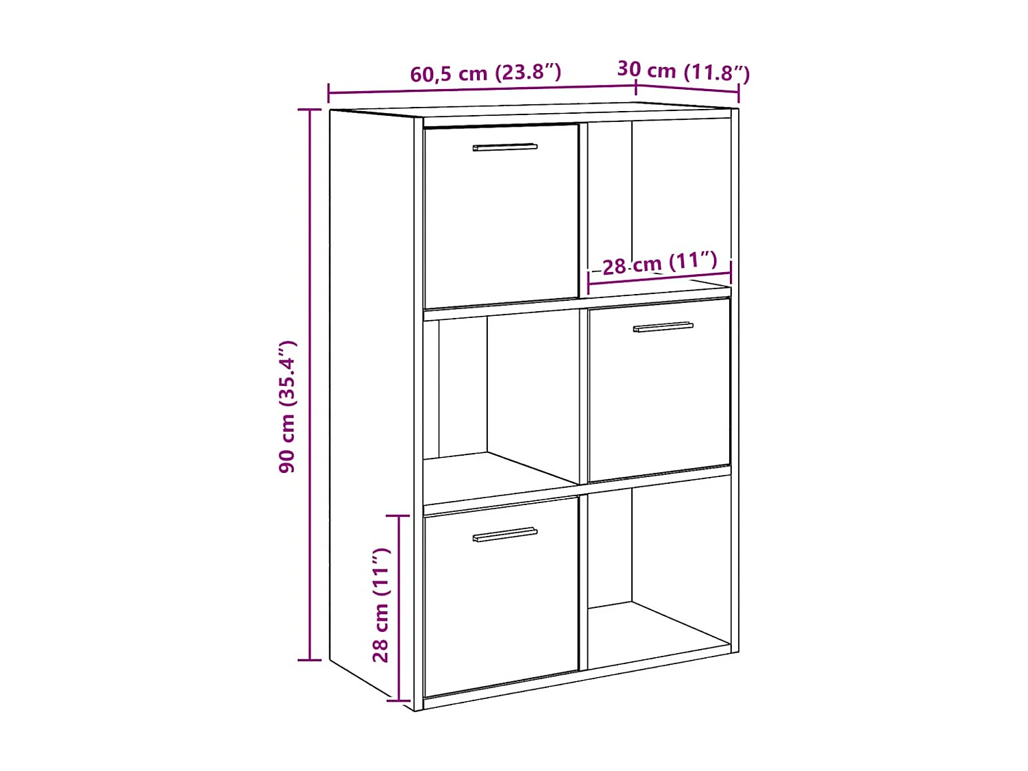 Armoire de rangement Blanc 60x29,5x90 cm Bois d'ingénierie