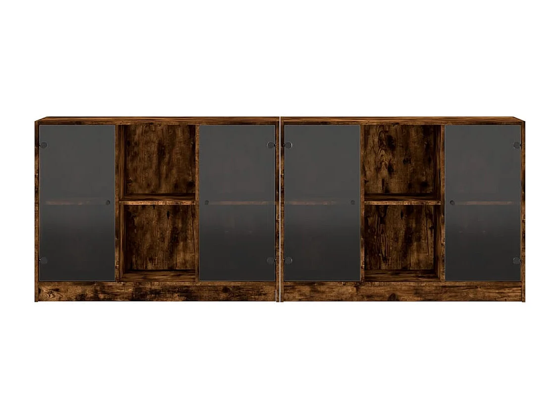 Bibliothèque avec portes chêne fumé 204x37x75 cm