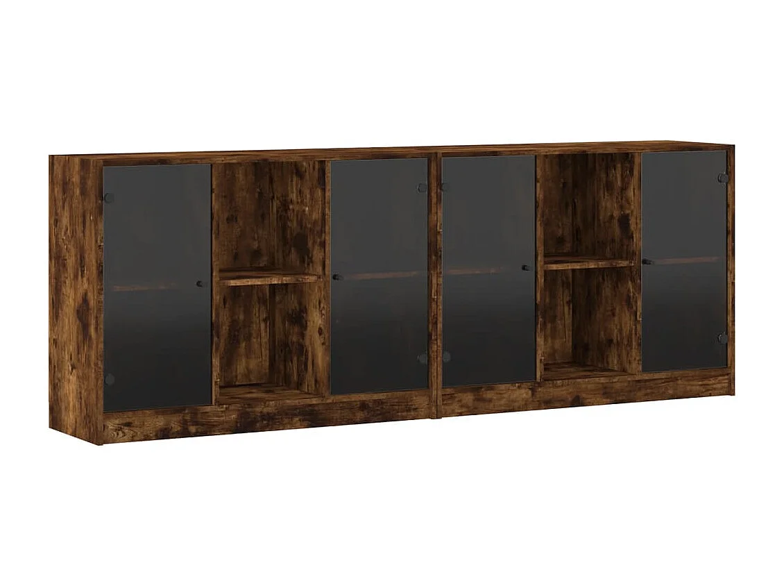 Bibliothèque avec portes chêne fumé 204x37x75 cm
