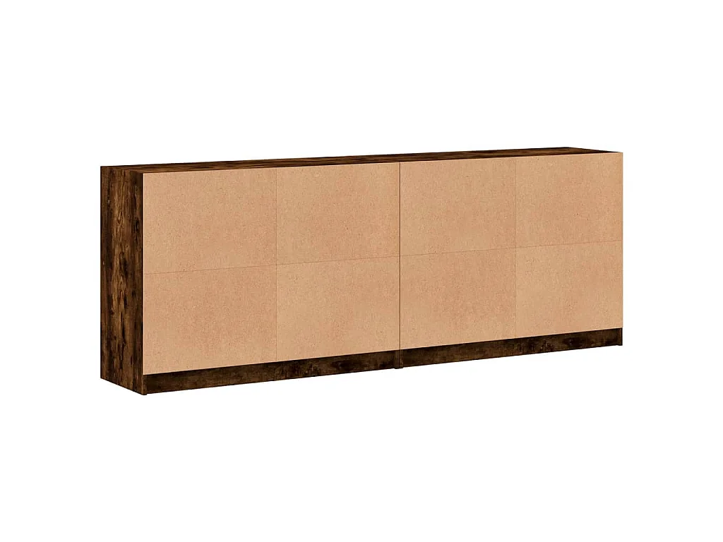Bibliothèque avec portes chêne fumé 204x37x75 cm