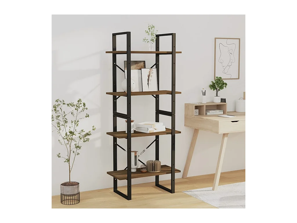 Bibliothèque 4 niveaux Chêne brun 60x30x140cm Bois d'ingénierie