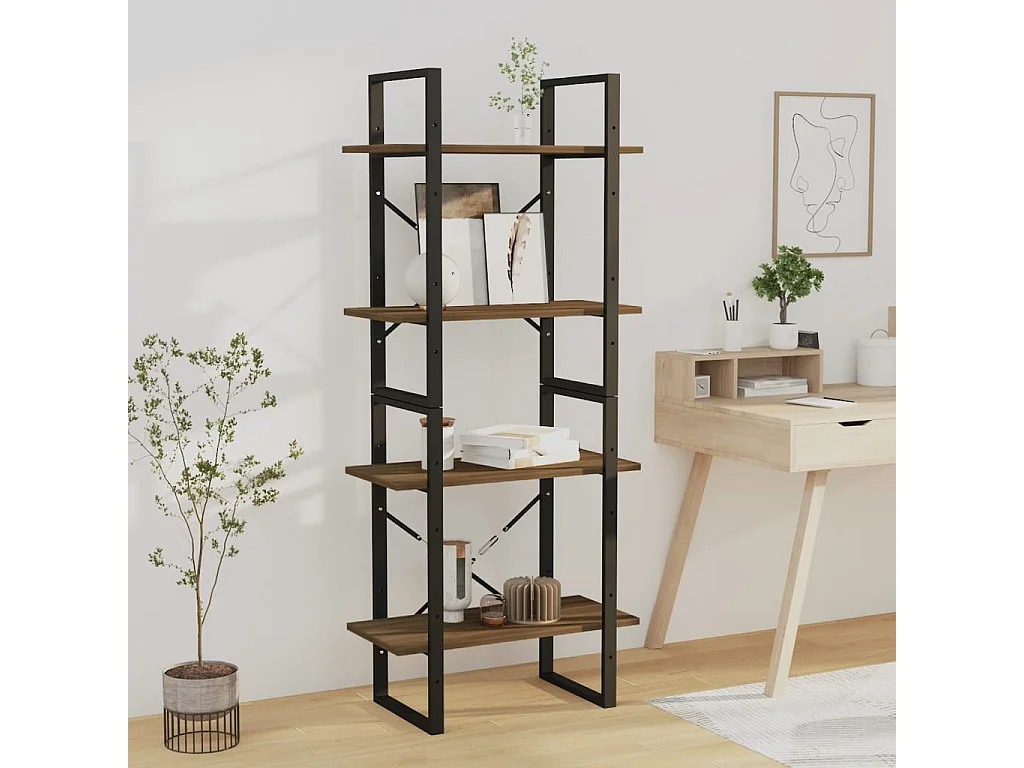 Bibliothèque 4 niveaux Chêne brun 60x30x140cm Bois d'ingénierie