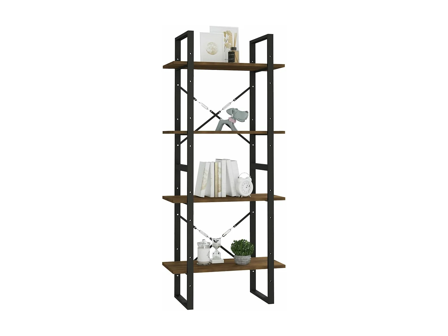 Bibliothèque 4 niveaux Chêne brun 60x30x140cm Bois d'ingénierie