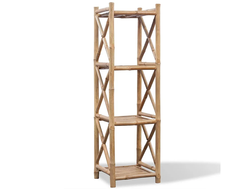 Estante de bambu quadrada com 4 prateleiras