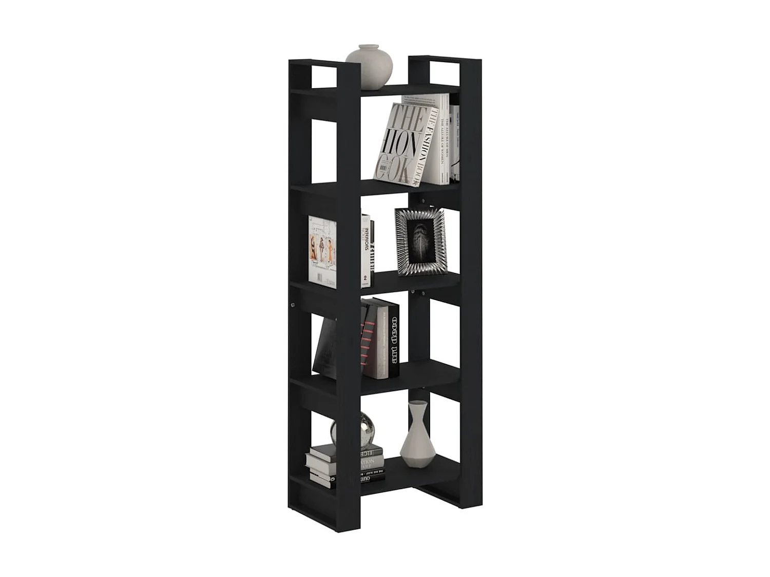 Bibliothèque/Séparateur de pièce Noir 60x35x160 cm Bois massif