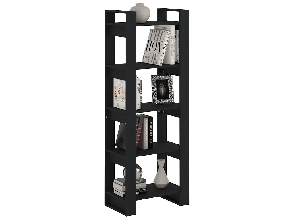 Boekenkast/kamerscherm 60x35x160 cm massief hout zwart