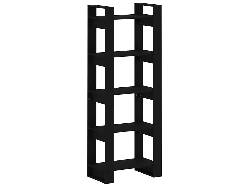 Bibliothèque/Séparateur de pièce Noir 60x35x160 cm Bois massif