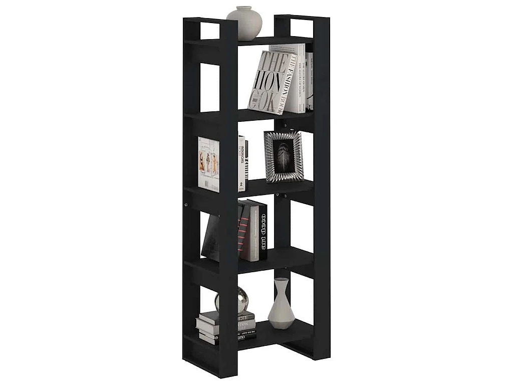 Bibliothèque/Séparateur de pièce Noir 60x35x160 cm Bois massif