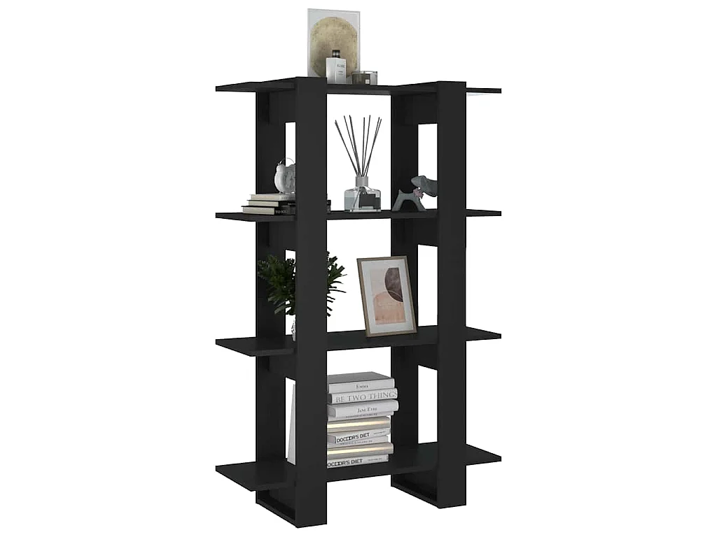 Bücherregal/Raumteiler Schwarz 80x30x123,5 cm