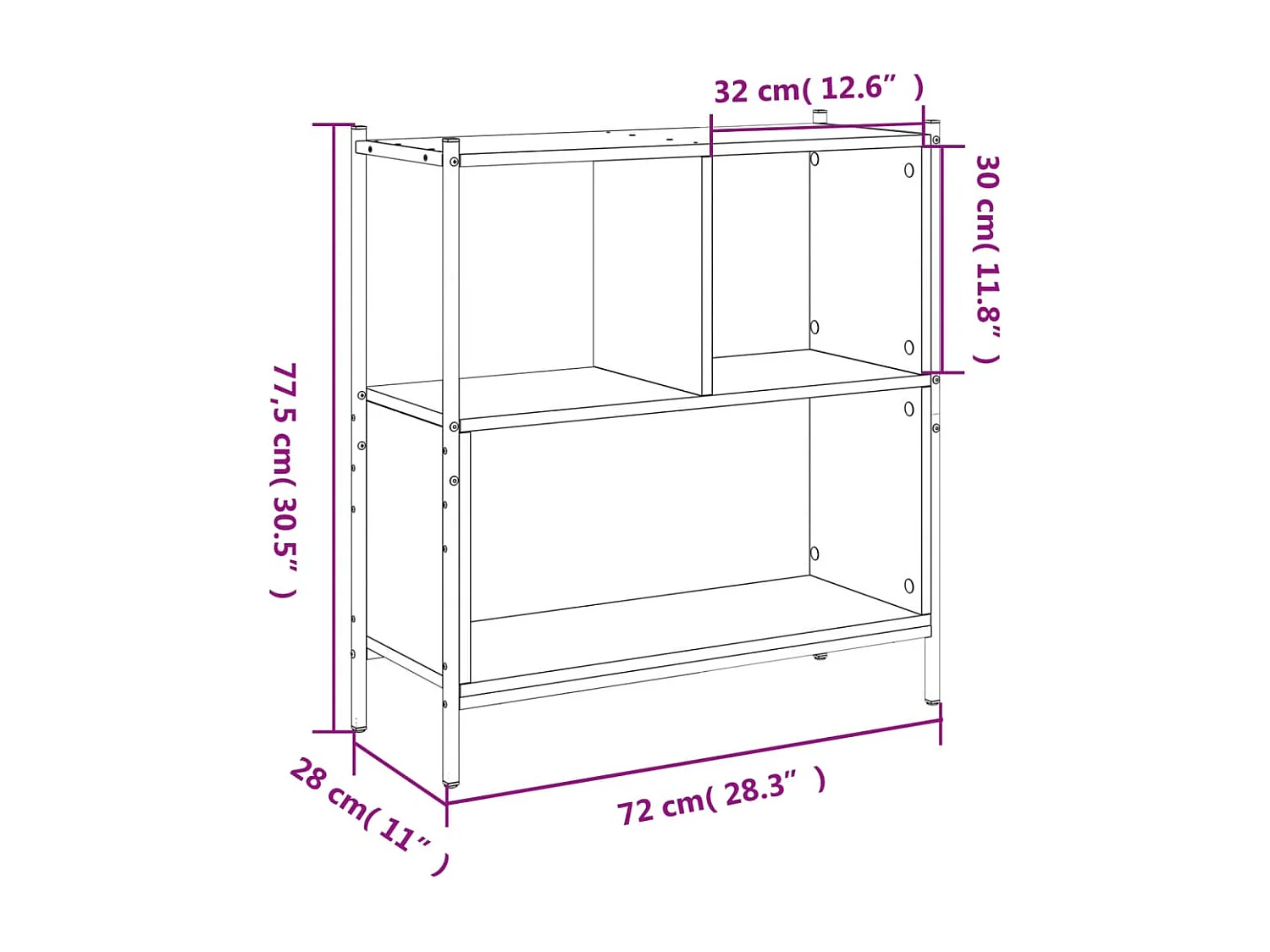 Bibliothèque chêne fumé 72x28x77,5 cm bois d'ingénierie