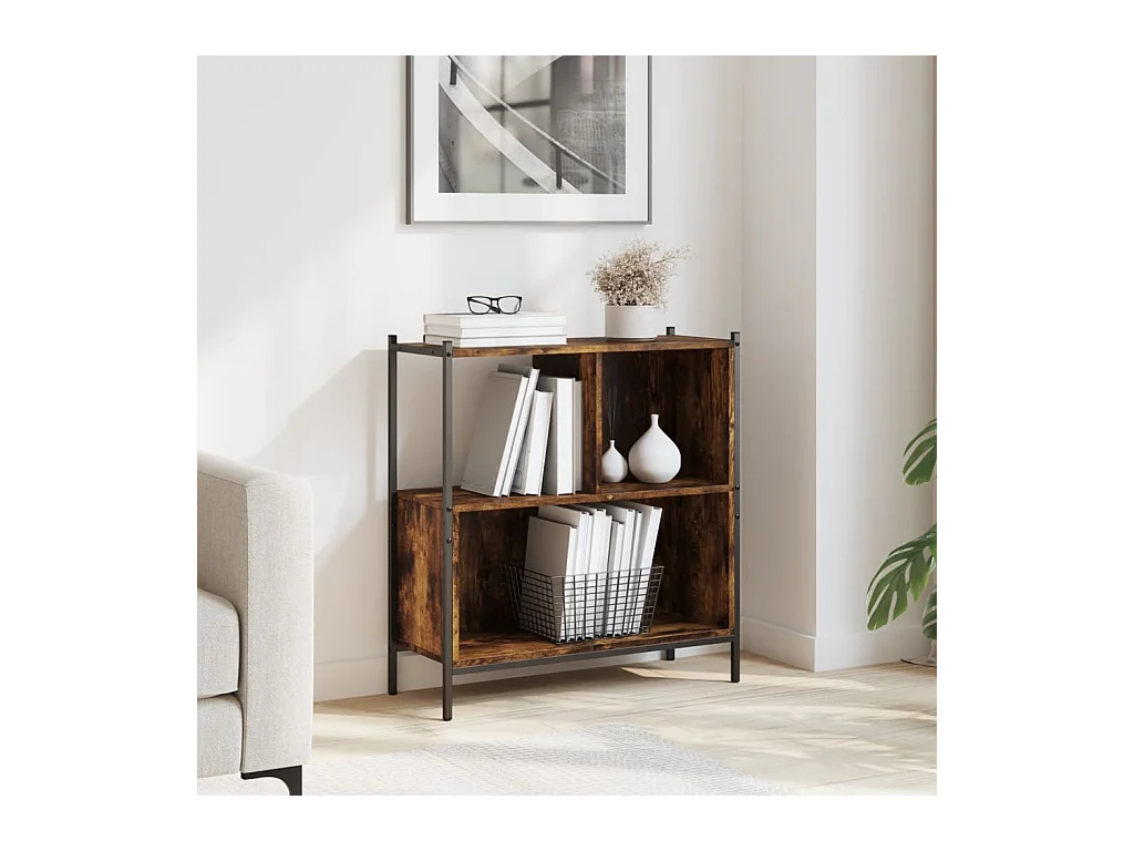 Libreria Rovere Fumo 72x28x77,5 cm in Legno Multistrato