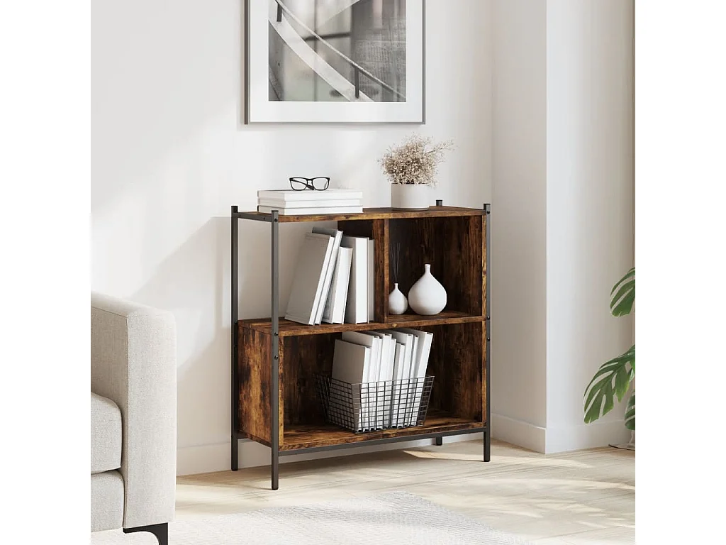 Bibliothèque chêne fumé 72x28x77,5 cm bois d'ingénierie