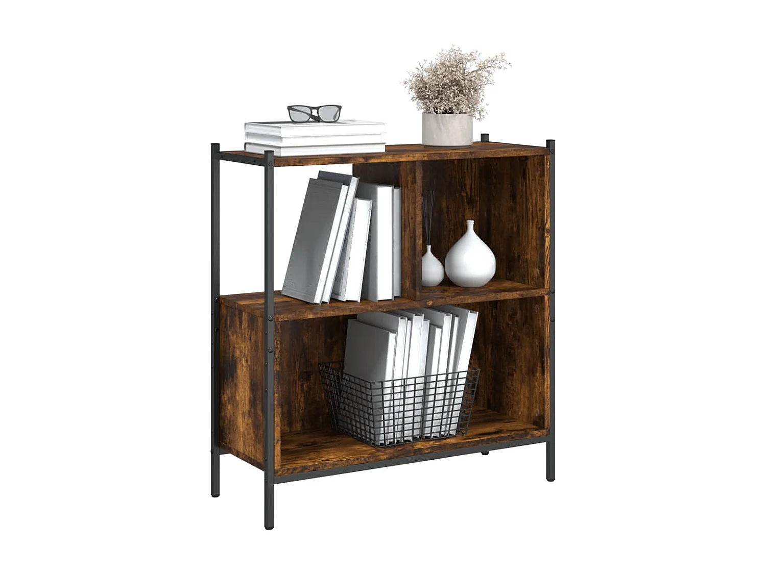 Bibliothèque chêne fumé 72x28x77,5 cm bois d'ingénierie
