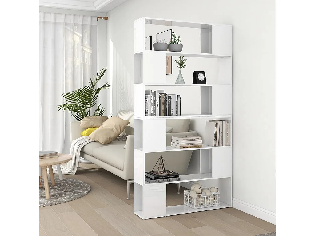 Boekenkast/kamerscherm 100x24x188 cm hoogglans wit