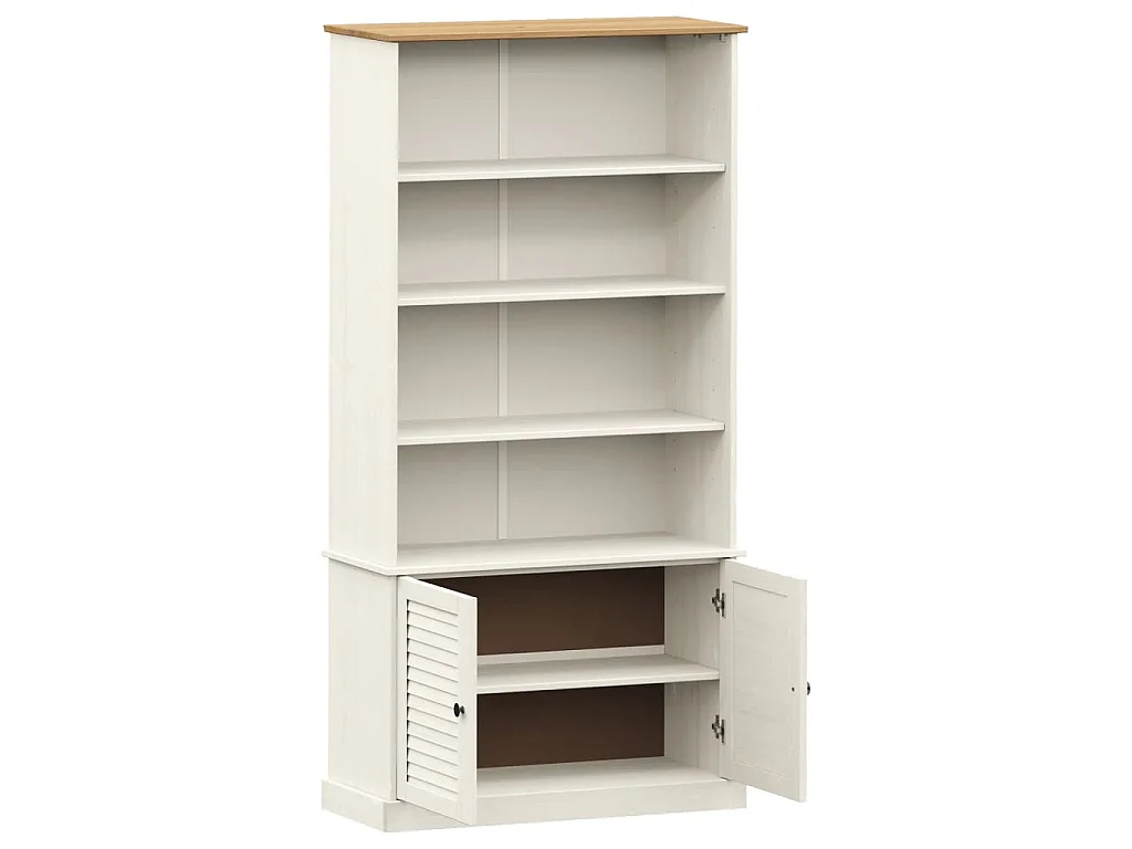 Bibliothèque VIGO blanc 85x35x170 cm bois massif de pin
