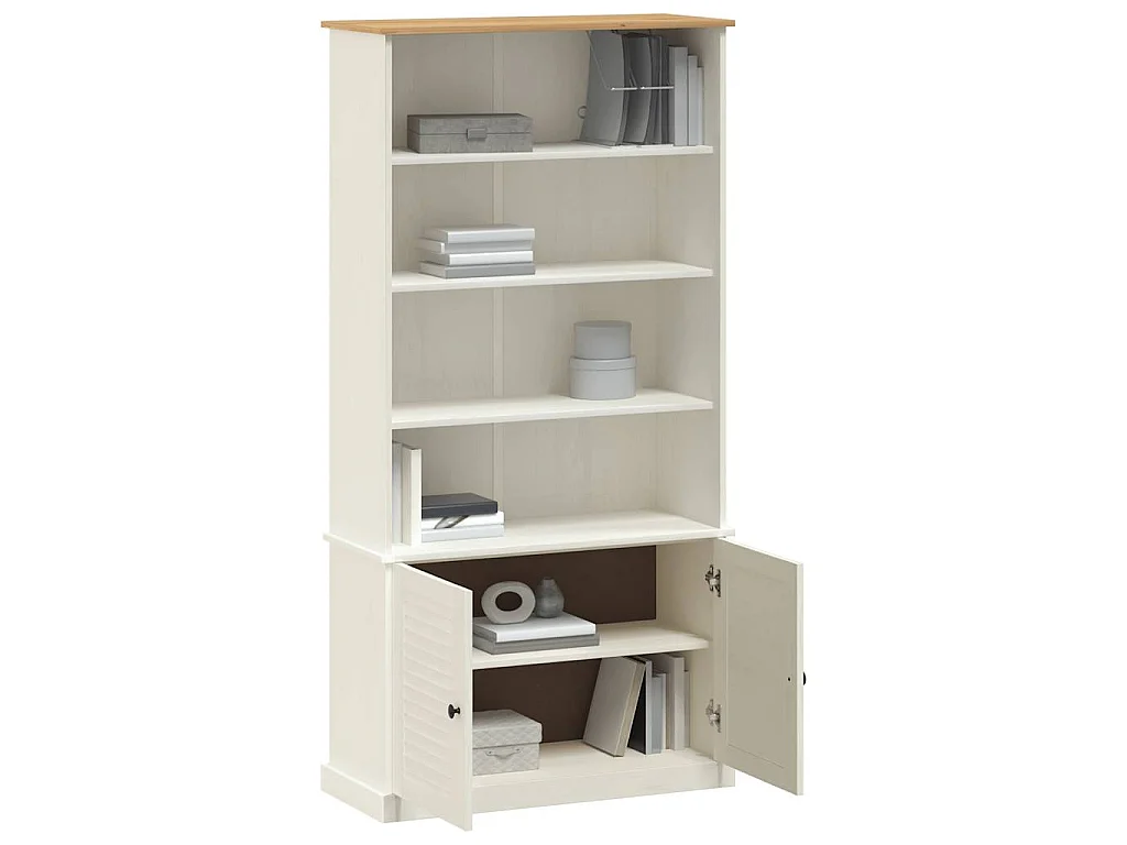 Libreria VIGO 85x35x170 cm in Legno Massello di Pino Bianco