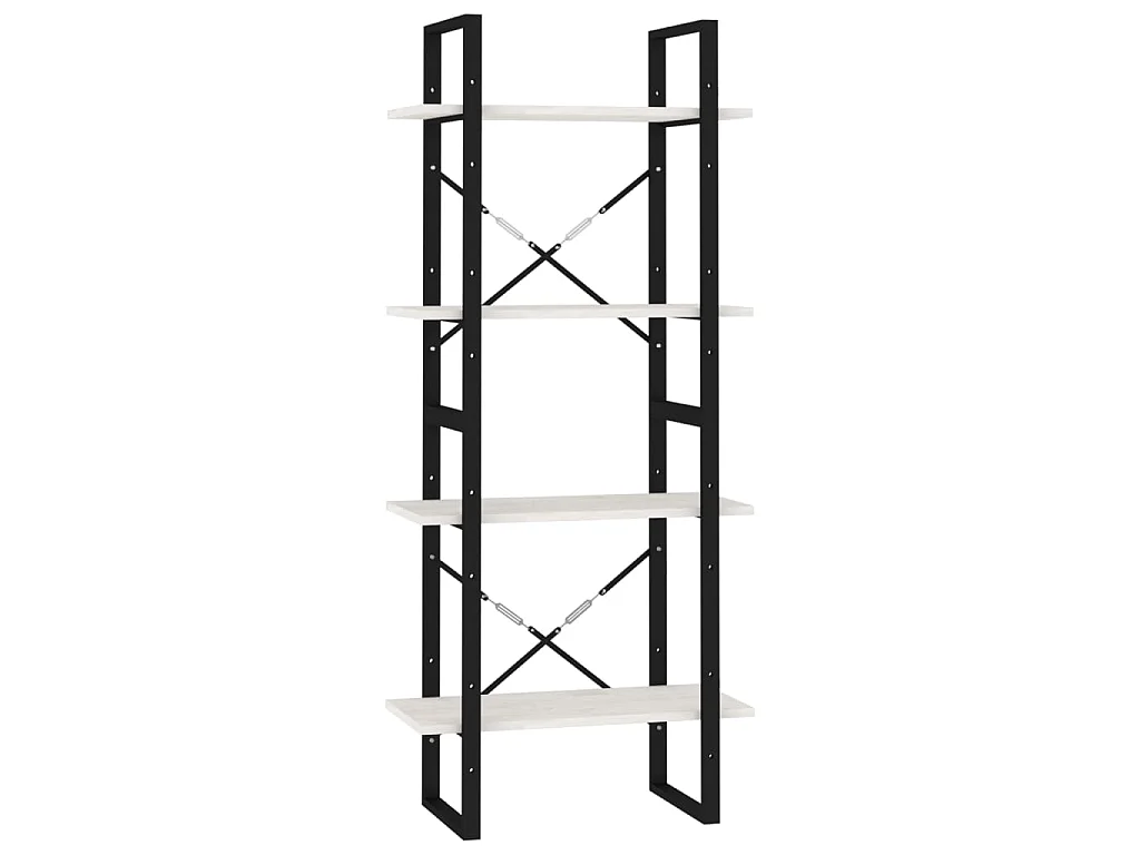 Bibliothèque à 4 niveaux Blanc 60x30x140 cm Bois de pin massif