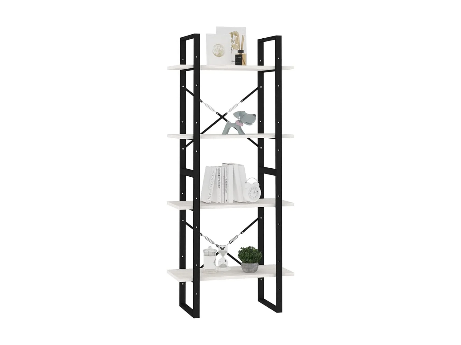 Bibliothèque à 4 niveaux Blanc 60x30x140 cm Bois de pin massif