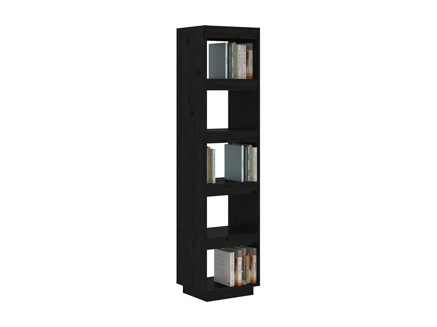 Boekenkast/kamerscherm 40x35x167 cm massief grenenhout zwart