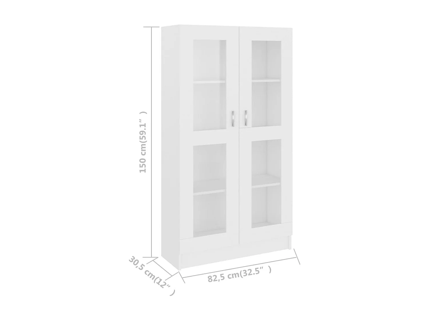 Vitrinekast 82,5x30,5x150 cm bewerkt hout wit